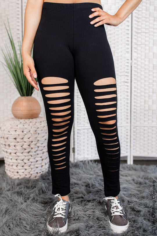 Cut To The Chase Black Leggings