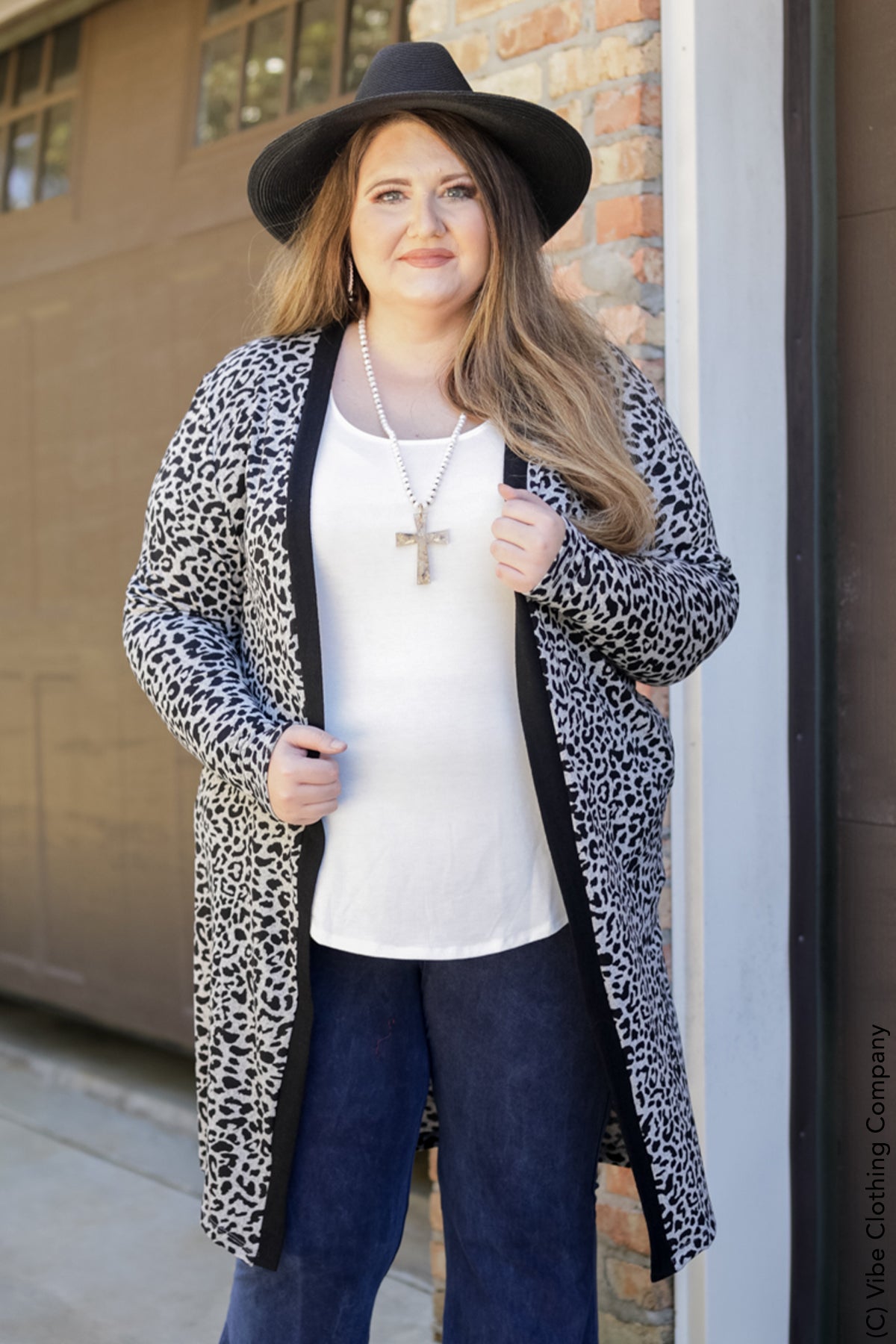 Snow Leopard Cardigan Duster by Vibe Clothing