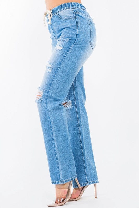 HighRise Distressed Straight Jeans