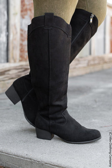 Blissful Boots - Wide Calf - Black by Vibe Clothing