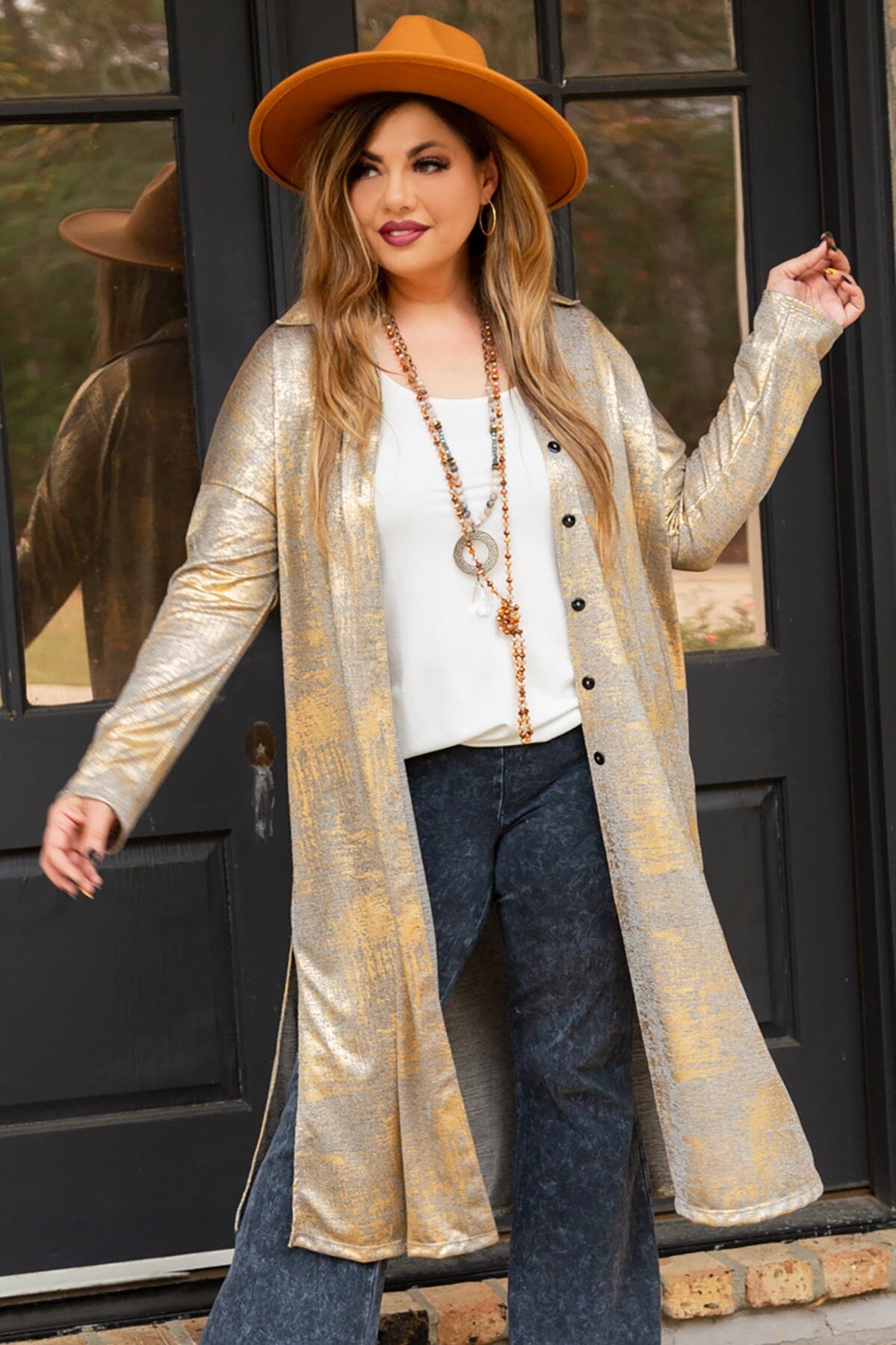 Gold Button Up Duster